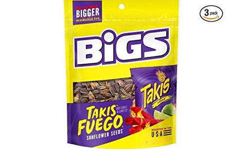 BIGS Takis Fuego Sunflower Seeds 3.63 oz Bag (Pack of 3)