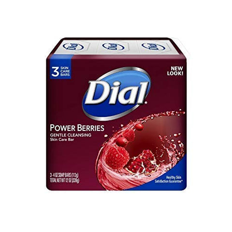 Dial Glycerin Soap Bars with Power Berries, 4 oz bars, 3 ea (Pack of 2)