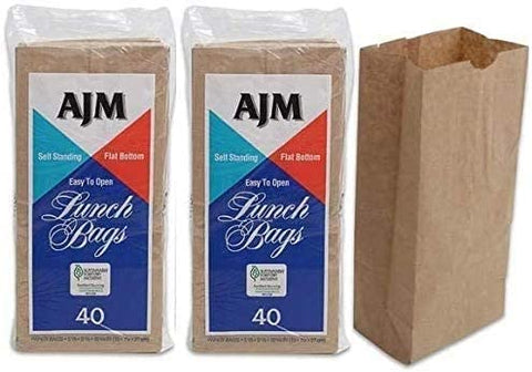 AJM Brown Paper Lunch Bags 40 Count (2 Pack of 40 - Paper)