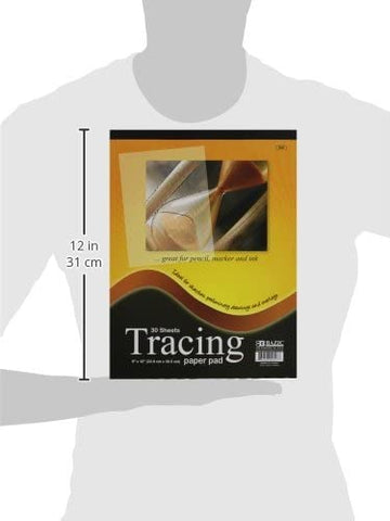 Image of BAZIC Clear Tracing Paper Pad for Drawing, Tracing, and Sketching (30 Sheets. 9”x12”)