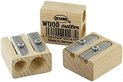 Kum, Wood 2-Hole Steel Blade Pencil Sharpener, Colors Vary.