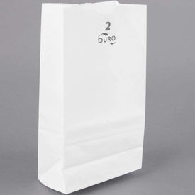 Duro White Paper Lunch Bags, Paper Grocery Bags, Durable Kraft Paper Bags, 2 Lb Capacity