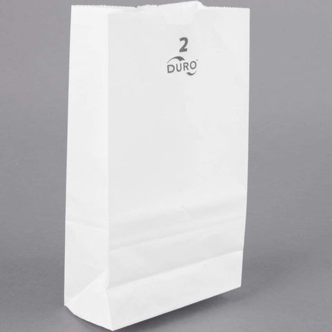 Image of Duro White Paper Lunch Bags, Paper Grocery Bags, Durable Kraft Paper Bags, 2 Lb Capacity