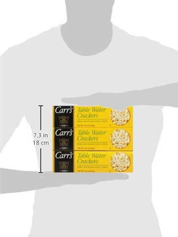 Image of Carr's Table Water Crackers, Roasted Garlic & Herbs, 4.25-Ounce Boxes (Pack of 6)
