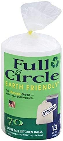 Full Circle - Recycling Tall Kitchen Trash Bags, 13 Gallon (70 Count) - Made in USA