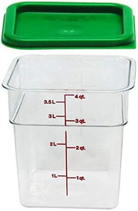 Cambro Polycarbonate Square Food Storage Containers 4 Quart With Lid - Pack of 2