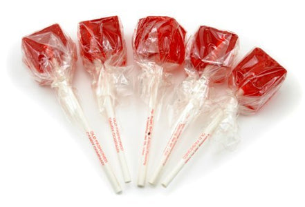 Cinnamon Cube Lollipops Suckers 12 Count Red Square Shaped Candy Lollipops