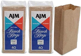 AJM Brown Paper Lunch Bags 80 Count