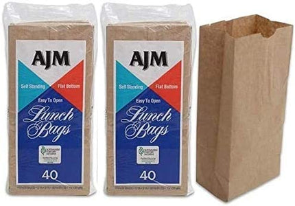 AJM Brown Paper Lunch Bags 80 Count