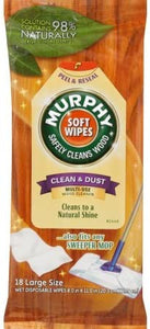 Murphy Oil Soap Soft Wipes, Wet, Disposable, Large Siize, 18 Count Each (Pack of 6)