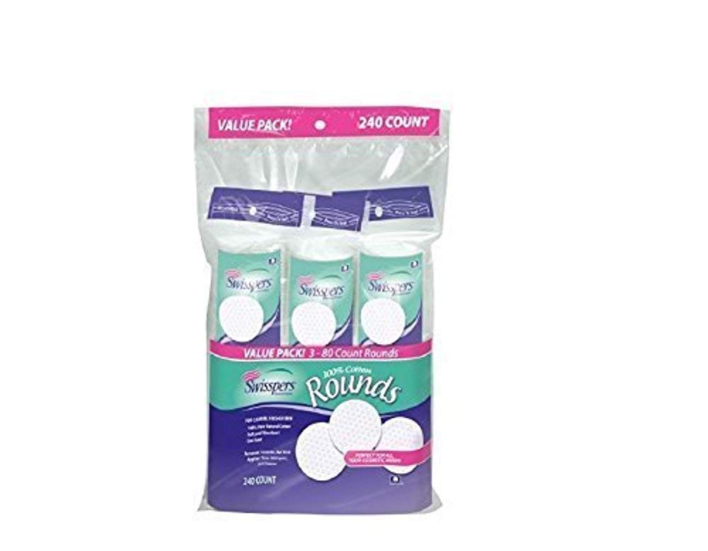 Swisspers Gentle Care Cotton Rounds, 3 packs, 240 ea - 2pc