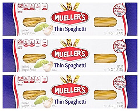 Image of Mueller's Thin Spaghetti Pasta, 16 oz (Pack of 3)