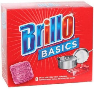 Brillo Basics Steel Wool Scrub Pads, 8-ct. Box (Pack of 12)