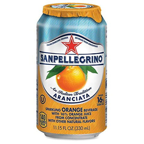 Image of SANPELLEGRINO Italian Sparkling Fruit Beverage, 11.15 Oz, Aranciata (Orange), Pack of 12