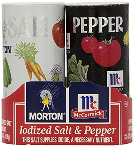 Image of Morton's 4 oz. Salt and Mccormick 1.25 oz. Pepper Shakers 2 Bundles