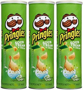 Pringles Sour Cream & Onion Potato Crisps Chips 5.5 oz. (Pack of 3 Cans)