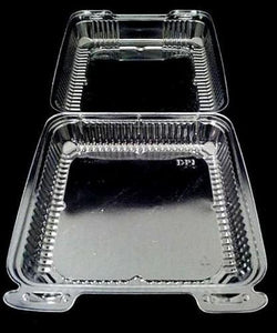 Durable Packaging 8" x 8" x 3" Clear Hinged Plastic Food Bakery Take-Out Container (pack of 25)