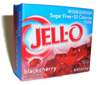 Jell-O Black Cherry Sugar-Free Gelatin, 0.3 Ounce Box (Pack of 4)