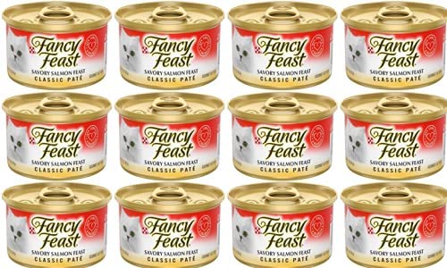 Fancy Feast Classic Savory Salmon Feast Cat Food 3 oz, 12 Cans
