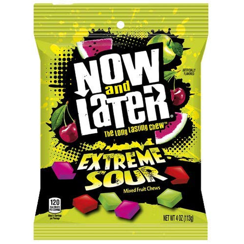 Image of Now & Later Extreme Sour Taffy Fruit Chews Candy - 4 oz. Bag