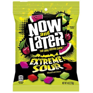 Now & Later Extreme Sour Taffy Fruit Chews Candy - 4 oz. Bag