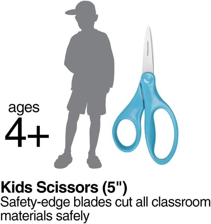 Fiskars 5 Inch Pointed-tip Kids Scissors 3 Pack