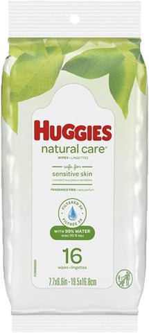 Image of Huggies Natural Care Fragrance Free Baby Wipes 16 Count (6 Pack)