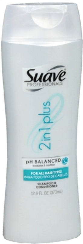 Suave Professionals Shampoo & Conditioner, 2 in 1 Plus 12.6 oz (Pack of 2)