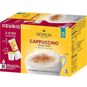 Gevalia Cappuccino Keurig K Cup Pods with Froth Packets (18 Count, 3 Boxes of 6)