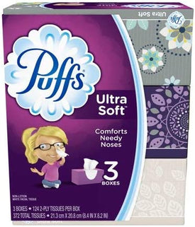 Puffs Ultra Soft Facial Tissues-124 ct, 3pk (Packaging may vary)