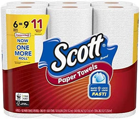 Scott Mega Roll Choose-A-Size Paper Towels, 102 Sheets Per Roll, Pack of 6 Rolls