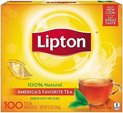 Lipton Black Tea Bags 100% Natural Tea 100 ct (Pack of 2)