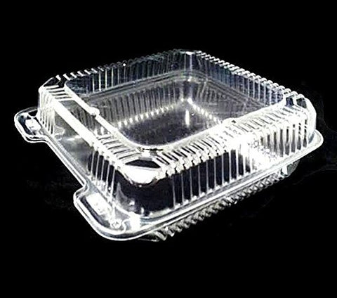 Image of Durable Packaging 8" x 8" x 3" Clear Hinged Plastic Food Bakery Take-Out Container (pack of 25)