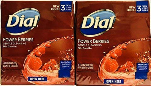 Dial Glycerin Soap Bars with Power Berries, 4 oz bars, 3 ea (Pack of 2)