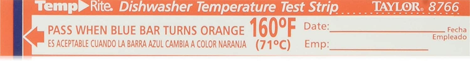Taylor Precision 8766 TempRite Dishwasher Temp Strip - 25 / PK