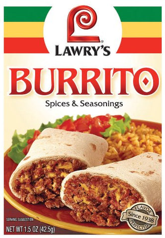 Image of Lawry's Burrito Seasoning Mix, 1.5 oz (Pack of 24)