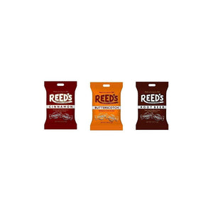 Reed's Classic Hard Candy Bags, Individually Wrapped, Variety Pack of 1x Root Beer, 1x Cinnamon, 1x Butterscotch, 4oz Each bag, (Pack of 3)