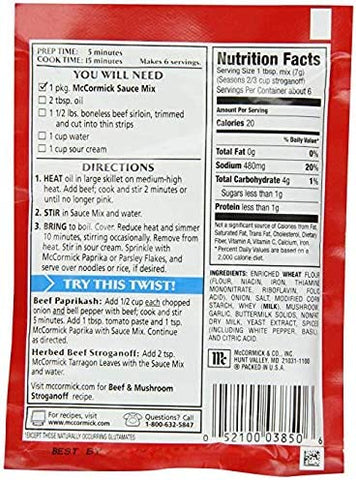 Image of McCormick Beef Stroganoff Sauce Mix (1.5 oz Packets) 4 Pack