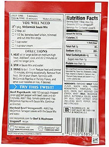 McCormick Beef Stroganoff Sauce Mix (1.5 oz Packets) 4 Pack