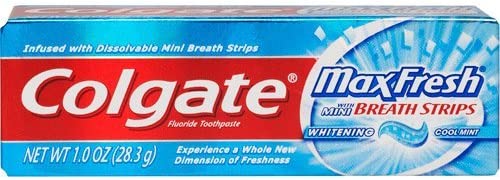 Colgate Max Fresh Toothpaste Fluoride Mini Breath Strips Cool Mint 1 oz Travel Size ( Pack of 3)
