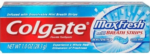 Image of Colgate Max Fresh Toothpaste Fluoride Mini Breath Strips Cool Mint 1 oz Travel Size ( Pack of 3)