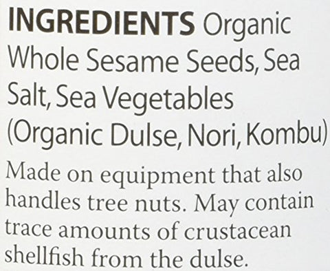 Image of Organic Seaweed Gomasio - Sesame Seeds Seaweed & Sea Salt 3.5 Ounce (100 Grams) Jar