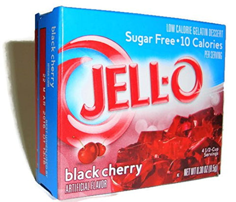 Image of Jell-O Black Cherry Sugar-Free Gelatin, 0.3 Ounce Box (Pack of 4)