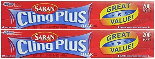 Saran Wrap Cling Plus Wrap 200 sq.', Boxed, Pack of 2