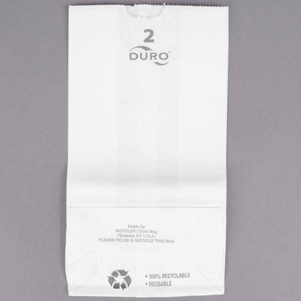 Duro White Paper Lunch Bags, Paper Grocery Bags, Durable Kraft Paper Bags, 2 Lb Capacity