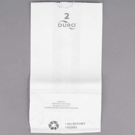 Duro White Paper Lunch Bags, Paper Grocery Bags, Durable Kraft Paper Bags, 2 Lb Capacity