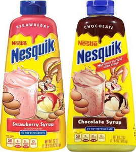 Nesquik Chocolate and Strawberry Syrup, 22oz (Pack of 2 bottles)