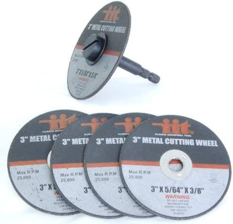 3" Metal Cutting Wheels W/ 1/4" Mandrel, 5Pc #80210