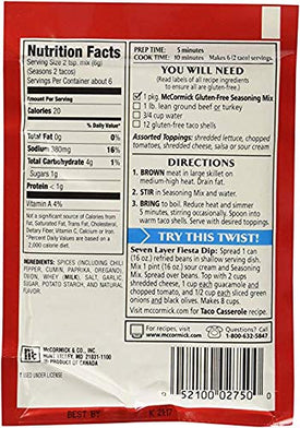 Mccormick Seasoning Mix Gluten-free Taco 1.25oz Pack of 3
