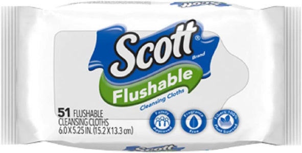 Scott Flushable Cleansing Cloths, 51ct (Pack of 3)